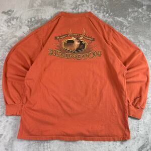Remington Hunting Long Sleeve Shirt Mens Large Orange Deer Graphic Outdoors